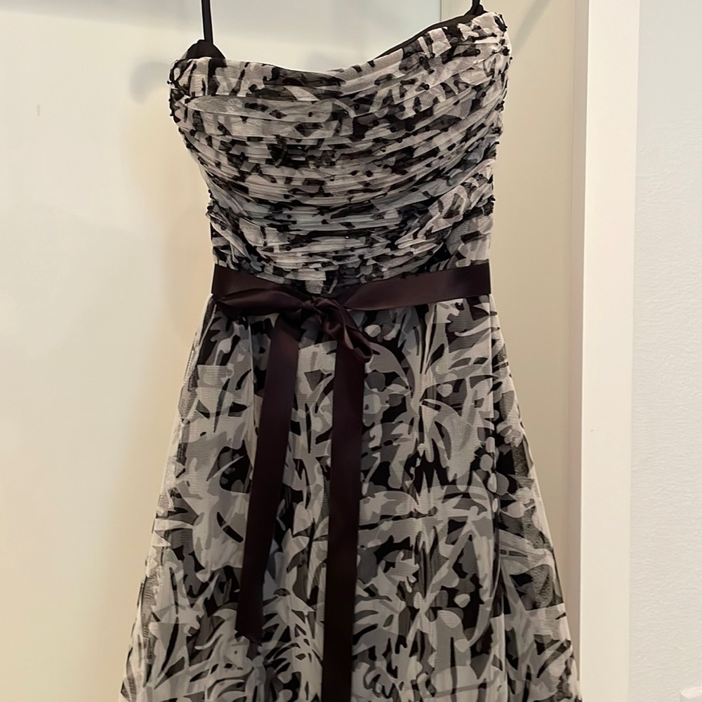 BCBG MaxAzria XS Strapless black and white cocktail dress